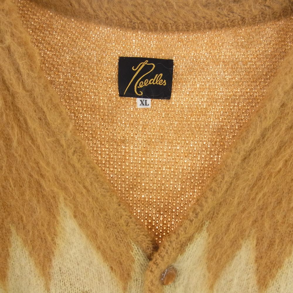 Needles ニードルス 22AW Mohair Cardigan Zigzag モヘア カーディガン ニット イエロー系 XL【中古】