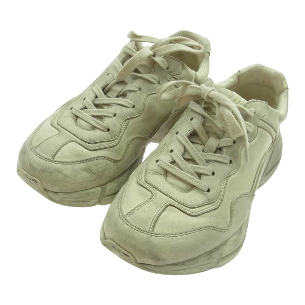 GUCCI グッチ 498916 RHYTON ライトン ヴィンテージ加工レザー ダッドスニーカー ホワイト系 6.5【中古】