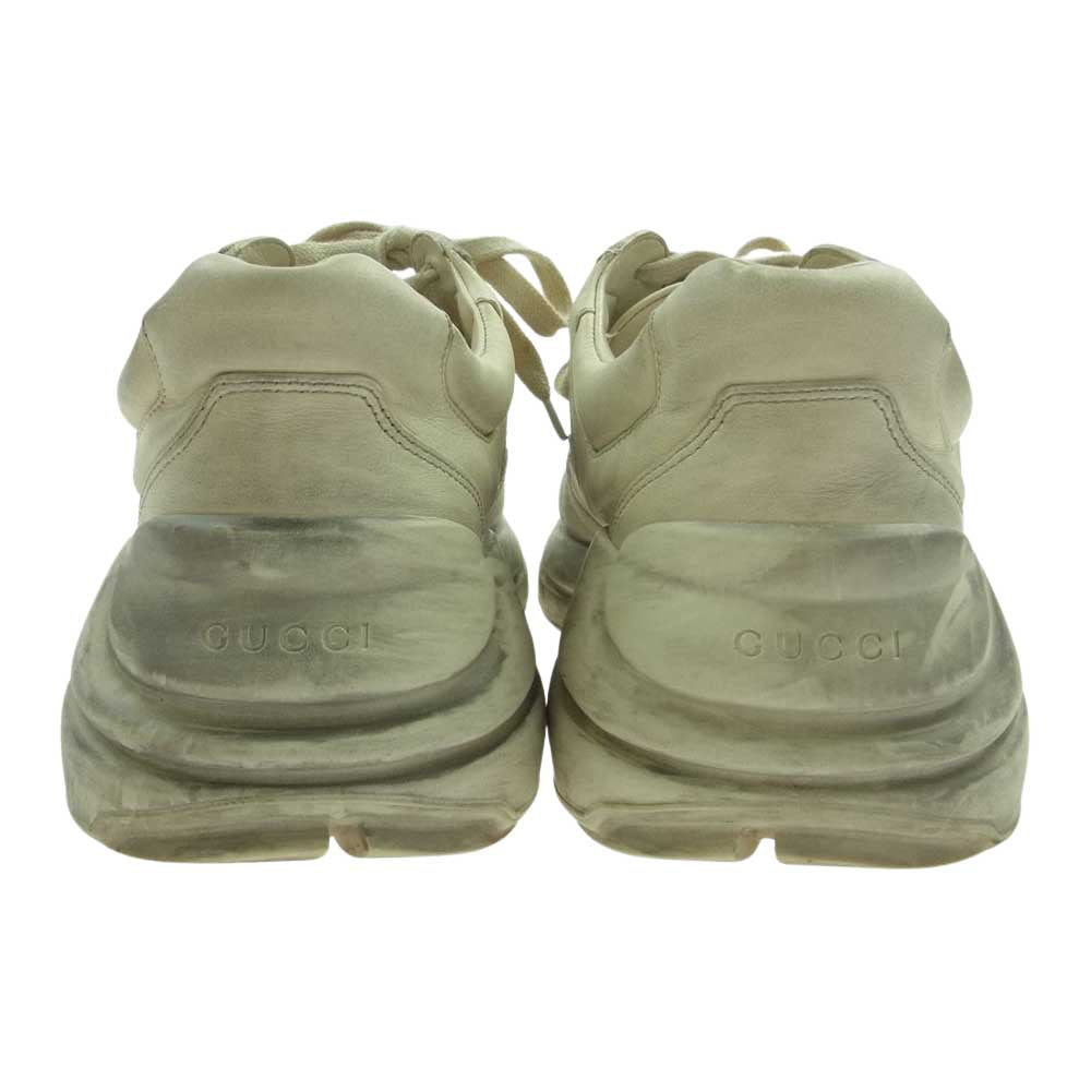 GUCCI グッチ 498916 RHYTON ライトン ヴィンテージ加工レザー ダッドスニーカー ホワイト系 6.5【中古】