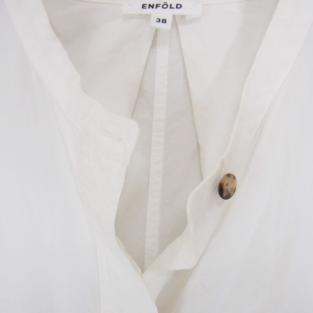 ENFOLD エンフォルド 300EA230-2480 Washed Open cuff タイプライター バンドカラー ノーカラー 長袖 シャツ ホワイト系 38【中古】