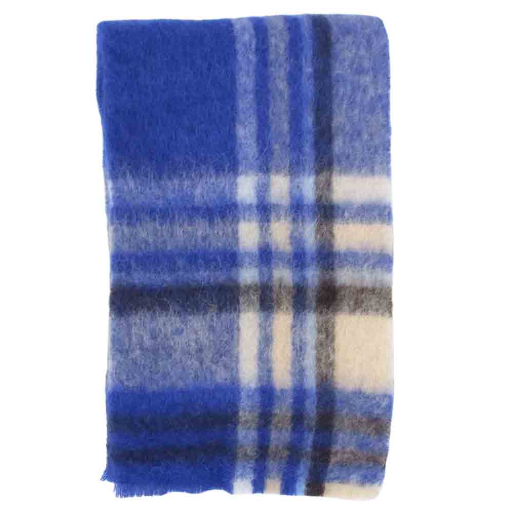 ACNE STUDIOS アクネストゥディオズ CA0146 モヘヤ混アルパカウール チェック マフラー ブルー系【中古】