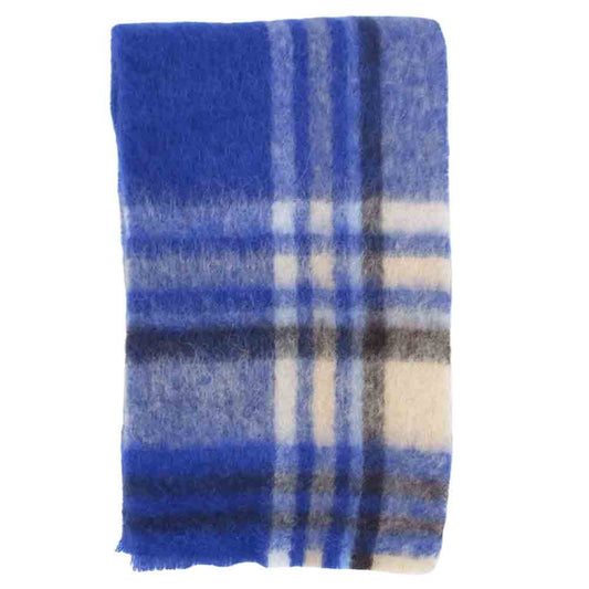 ACNE STUDIOS アクネストゥディオズ CA0146 モヘヤ混アルパカウール チェック マフラー ブルー系【中古】