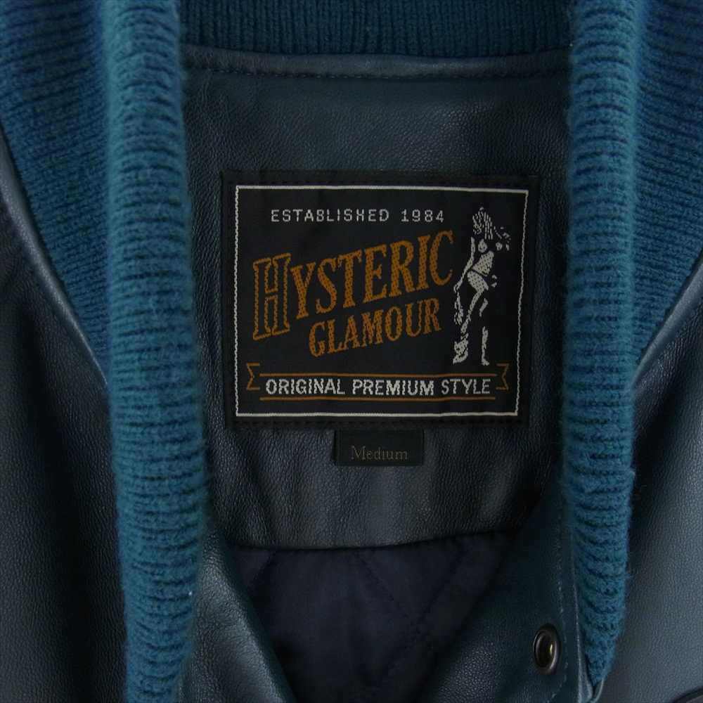 HYSTERIC GLAMOUR ヒステリックグラマー 18AW 02183LB02 ロッカーズ スタッズ ワッペン付 レザー スタジャン エメラルドグリーン系 M【中古】
