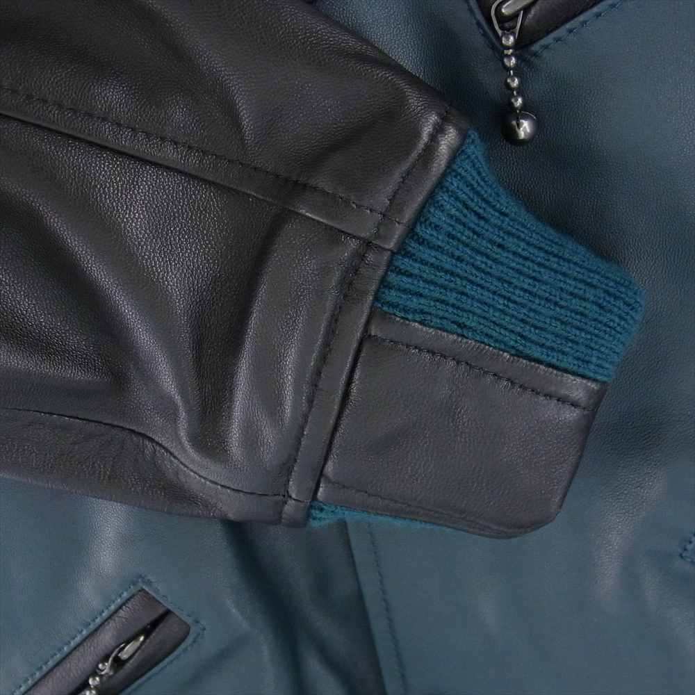 HYSTERIC GLAMOUR ヒステリックグラマー 18AW 02183LB02 ロッカーズ スタッズ ワッペン付 レザー スタジャン エメラルドグリーン系 M【中古】