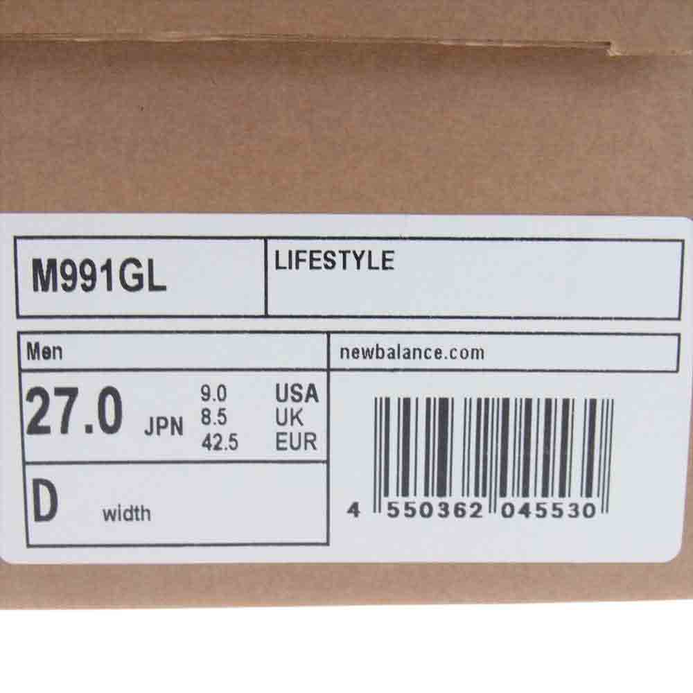 NEW BALANCE ニューバランス M991GL 英国製 スニーカー ランニングシューズ グレー系 US9D【中古】
