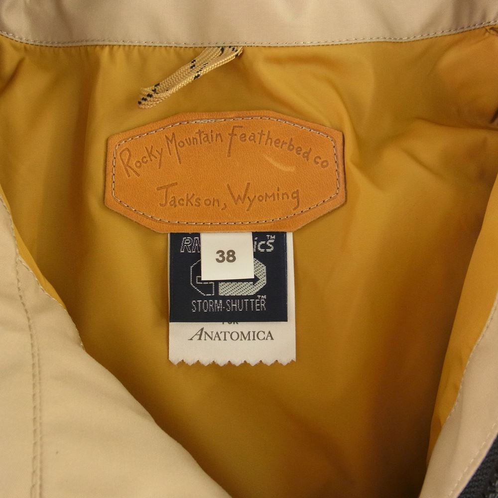ロッキーマウンテンフェザーベッド RMFB MOUNTAIN PARKA for ANATOMICA アナトミカ別注 MOUNTAIN PARKA レザーヨーク切替 マウンテンパーカー ベージュ系 38【中古】