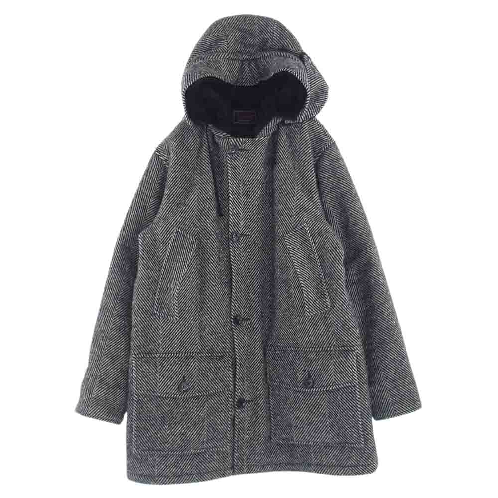 GANGSTERVILLE ギャングスタービル 21AW gsv-21-aw-08 SHARPER HERRINGBONE COAT ボア ヘリンボーン フーデッド コート ブラック系 オフホワイト系 XL【中古】