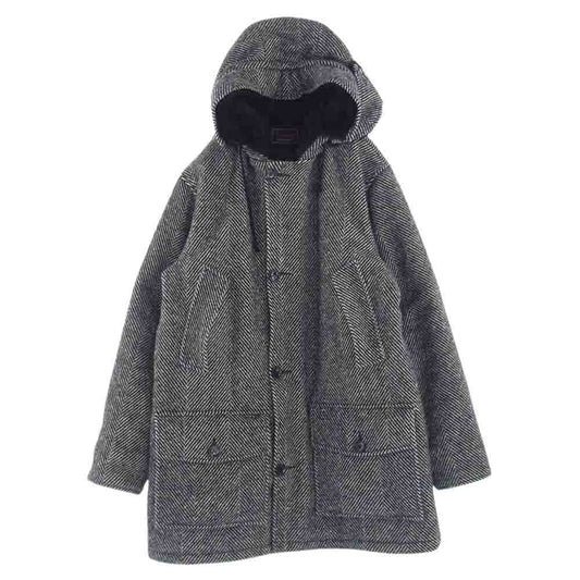 GANGSTERVILLE ギャングスタービル 21AW gsv-21-aw-08 SHARPER HERRINGBONE COAT ボア ヘリンボーン フーデッド コート ブラック系 オフホワイト系 XL【中古】
