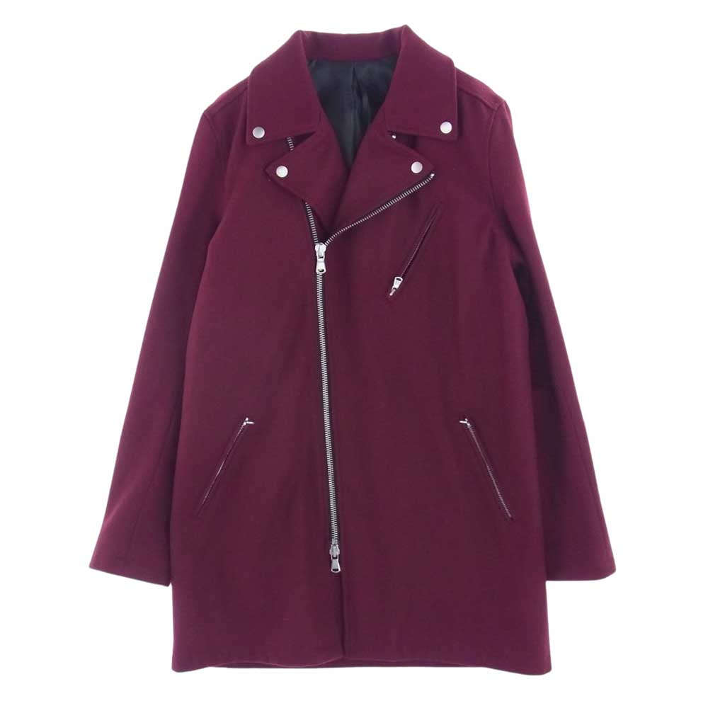 NO ID. ノーアイディ 445006-262 メルトン ライダース コート ジャケット ワインレッド系 2【中古】