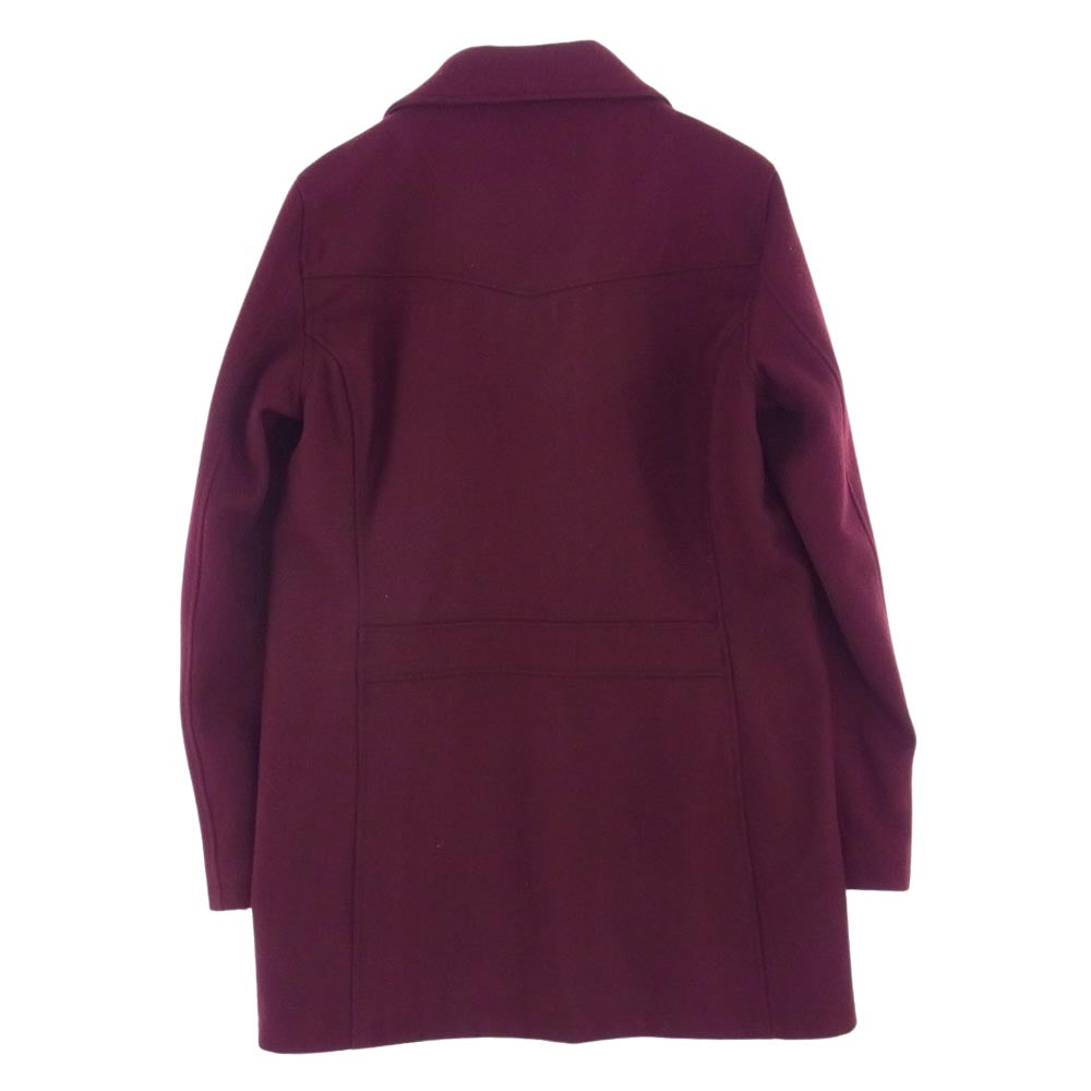 NO ID. ノーアイディ 445006-262 メルトン ライダース コート ジャケット ワインレッド系 2【中古】