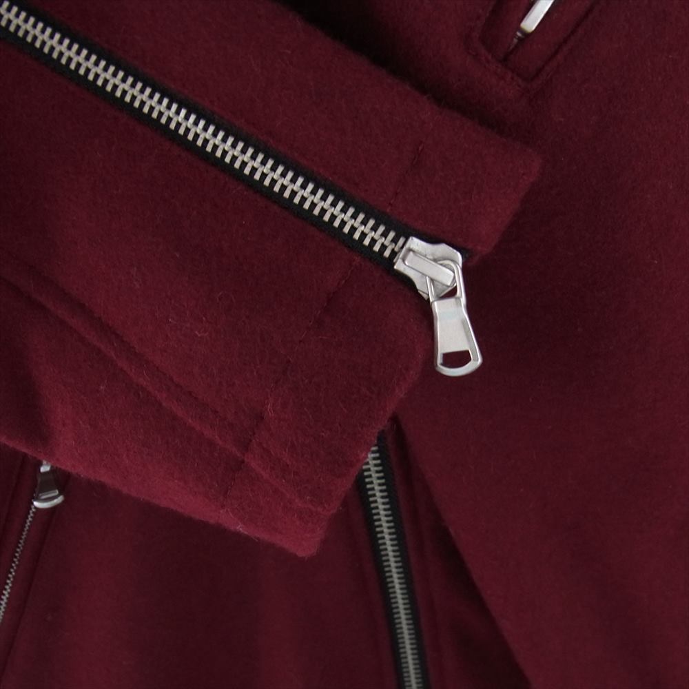 NO ID. ノーアイディ 445006-262 メルトン ライダース コート ジャケット ワインレッド系 2【中古】