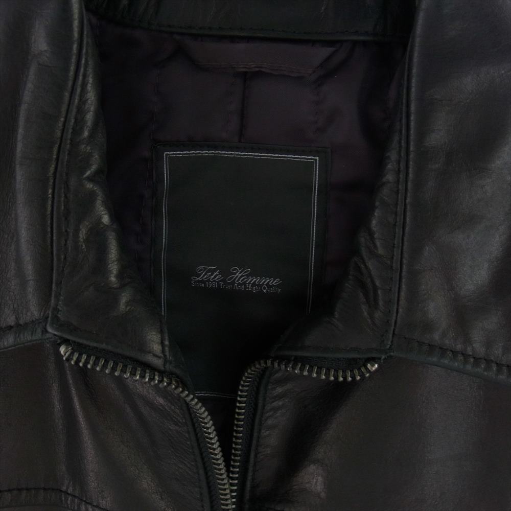 テットオム シングル ライダース ジャケット ブラック系 ５【中古】
