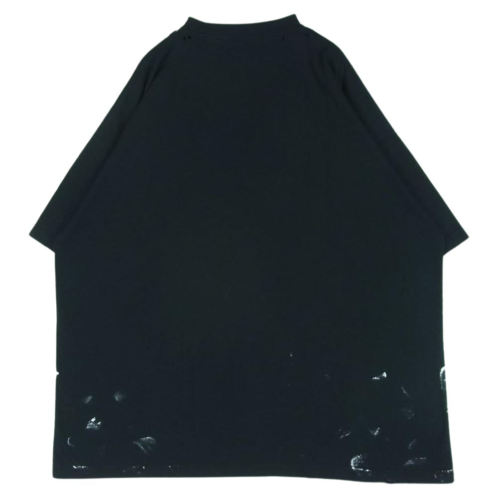 BALENCIAGA バレンシアガ 22SS 694576 TMV88 METAL LOGO CRASHED SS TEE クラッシュ加工 メタルロゴ ペンキ 半袖 Tシャツ ブラック系 5【中古】