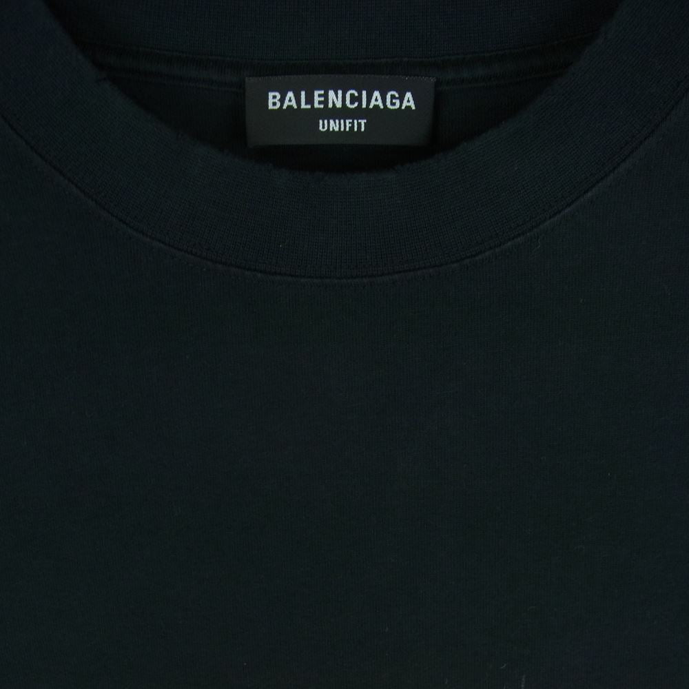 BALENCIAGA バレンシアガ 22SS 694576 TMV88 METAL LOGO CRASHED SS TEE クラッシュ加工 メタルロゴ ペンキ 半袖 Tシャツ ブラック系 5【中古】