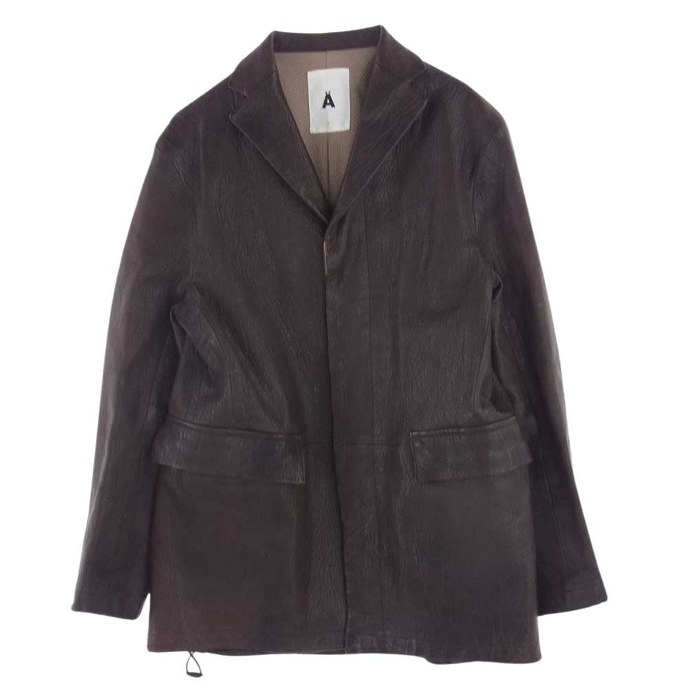 エイス ラムレザー 比翼 シャツ ジャケット ダークブラウン系 L【中古】