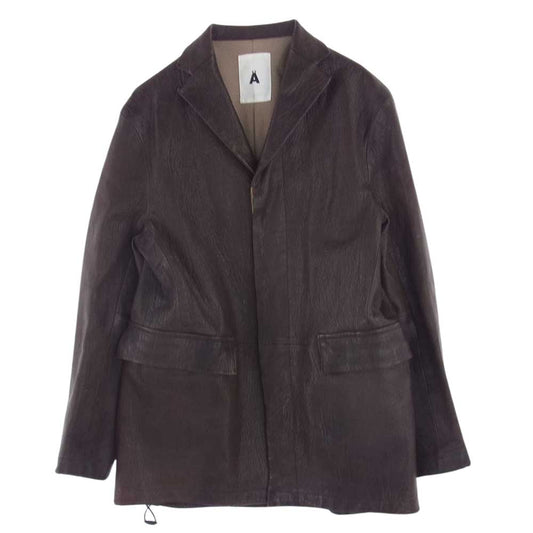 エイス ラムレザー 比翼 シャツ ジャケット ダークブラウン系 L【中古】