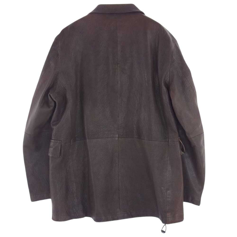 エイス ラムレザー 比翼 シャツ ジャケット ダークブラウン系 L【中古】