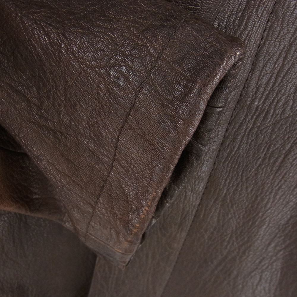 エイス ラムレザー 比翼 シャツ ジャケット ダークブラウン系 L【中古】