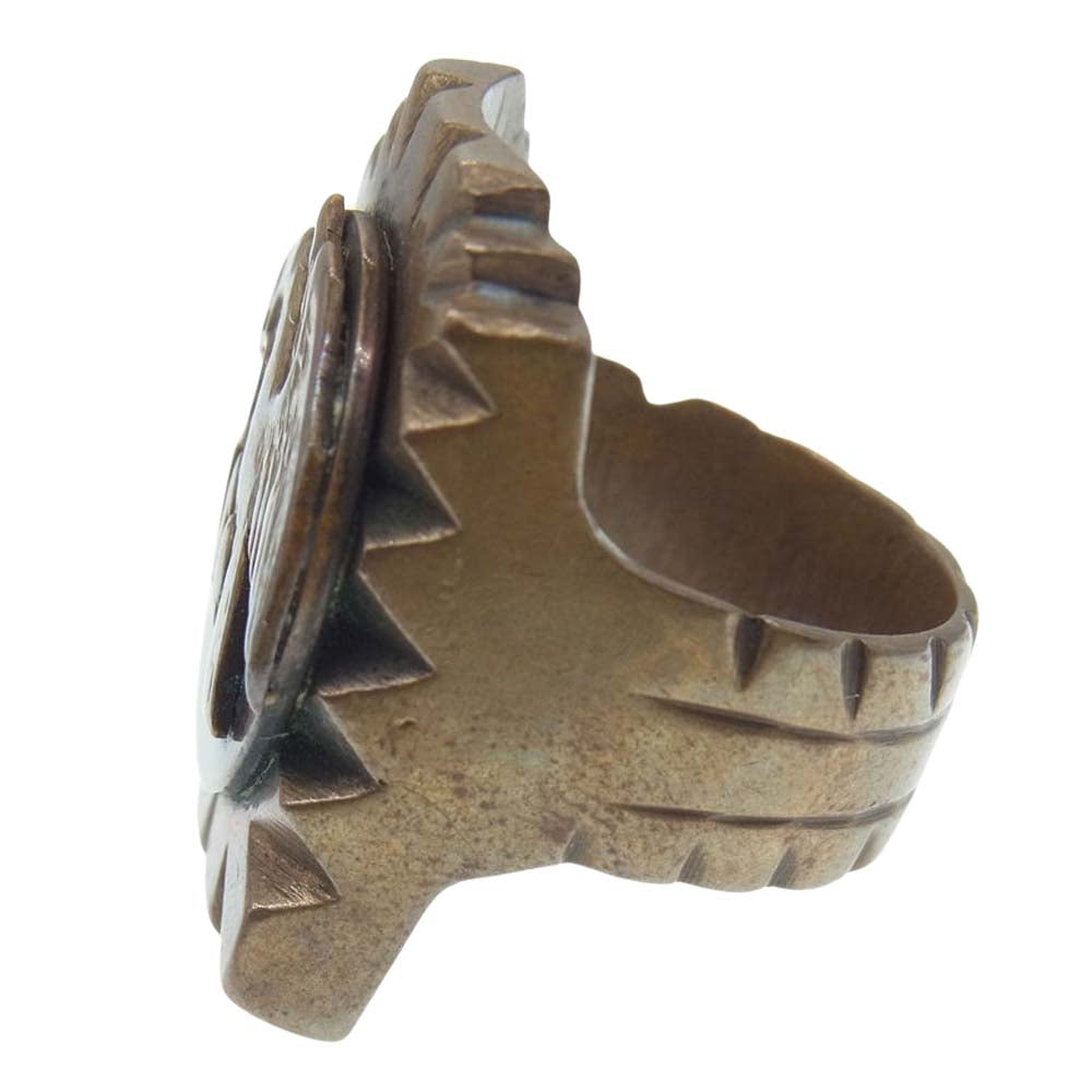 メキシカン リング スクエア ゴールド系 21号【中古】