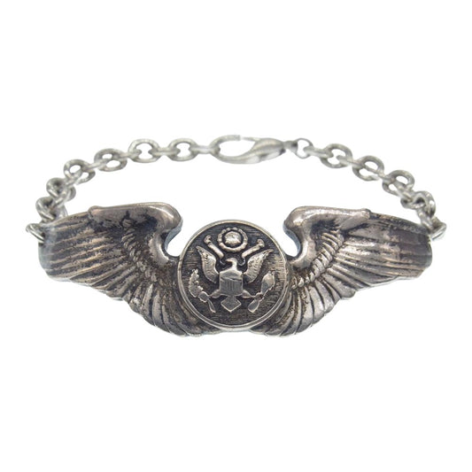 米陸軍航空隊 ヴィンテージ 40s エアクルーウィング カスタム ブレスレット シルバー系【中古】