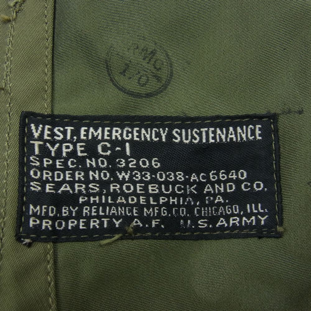 アメリカ空軍 後期型 TYPE C‐1 VEST EMERGENCY SUSTENANCE ミリタリー ベスト カーキ系【中古】