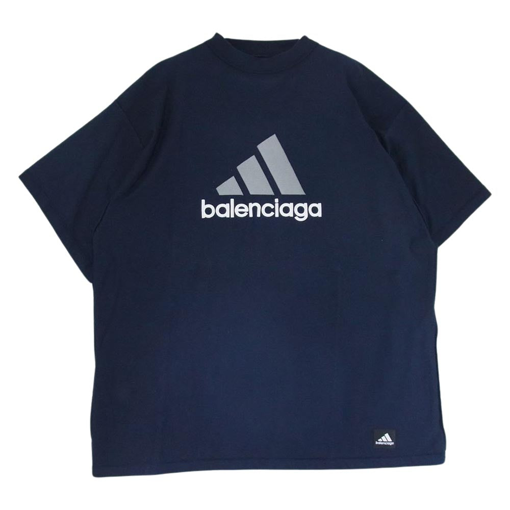 BALENCIAGA バレンシアガ 23SS 731769 × ADIDAS アディダス OVERSIZED T-SHIRT オーバーサイズ 半袖 Tシャツ ロゴ刺繍 ダークネイビー系 3【中古】