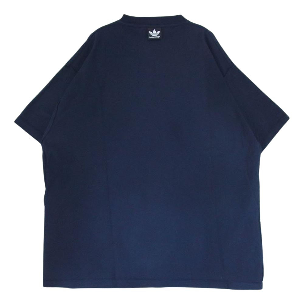 BALENCIAGA バレンシアガ 23SS 731769 × ADIDAS アディダス OVERSIZED T-SHIRT オーバーサイズ 半袖 Tシャツ ロゴ刺繍 ダークネイビー系 3【中古】