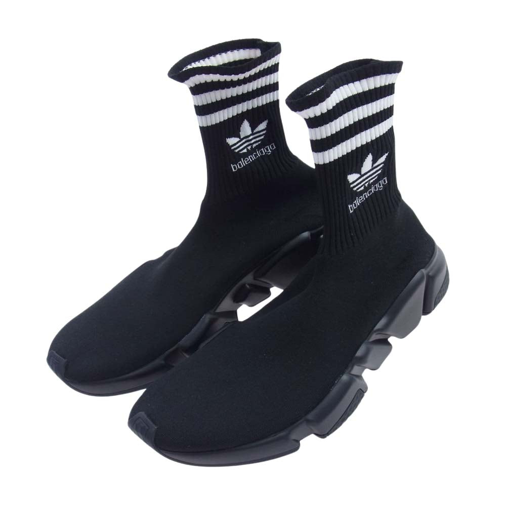 BALENCIAGA バレンシアガ 23SS 717591 × ADIDAS アディダス SPEED TRAINER スピードトレーナー ソックス スニーカー ブラック系 EU42(27.5cm)【極上美品】【中古】