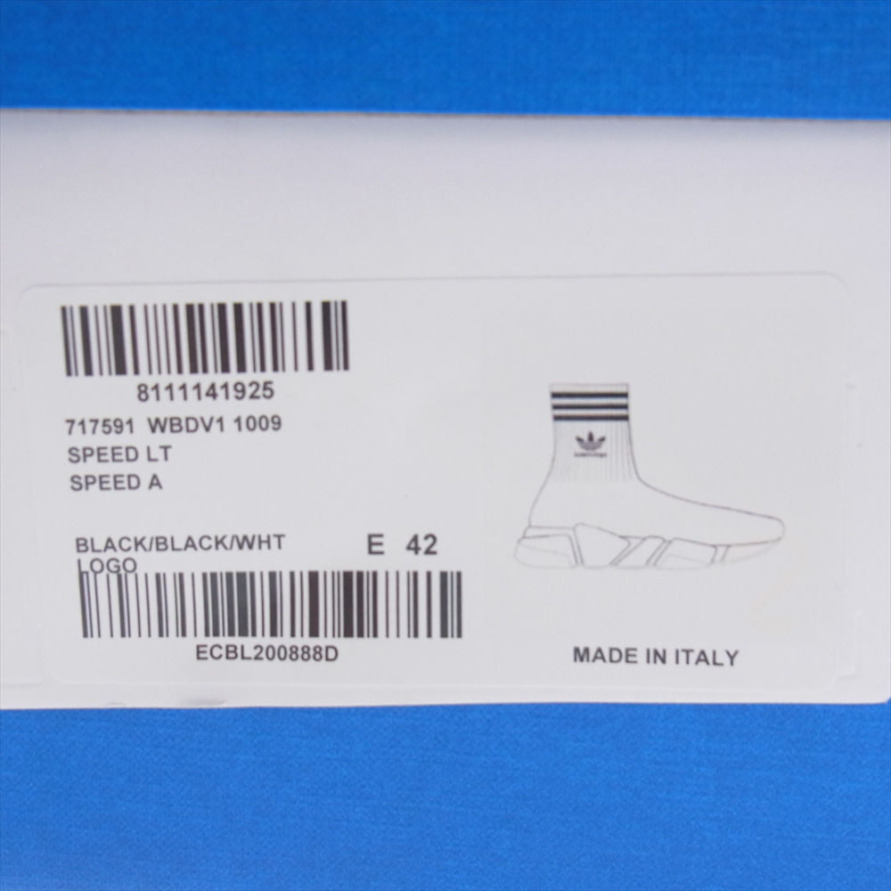 BALENCIAGA バレンシアガ 23SS 717591 × ADIDAS アディダス SPEED TRAINER スピードトレーナー ソックス スニーカー ブラック系 EU42(27.5cm)【極上美品】【中古】