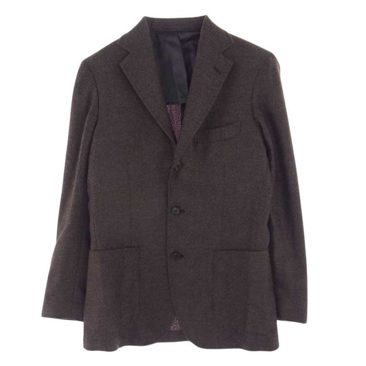 ブルーエグリージオ U3AJ06 RING JACKET リングジャケット ウール シルク 段返り 3B テーラードジャケット ブラウン系 44-8Drop【中古】