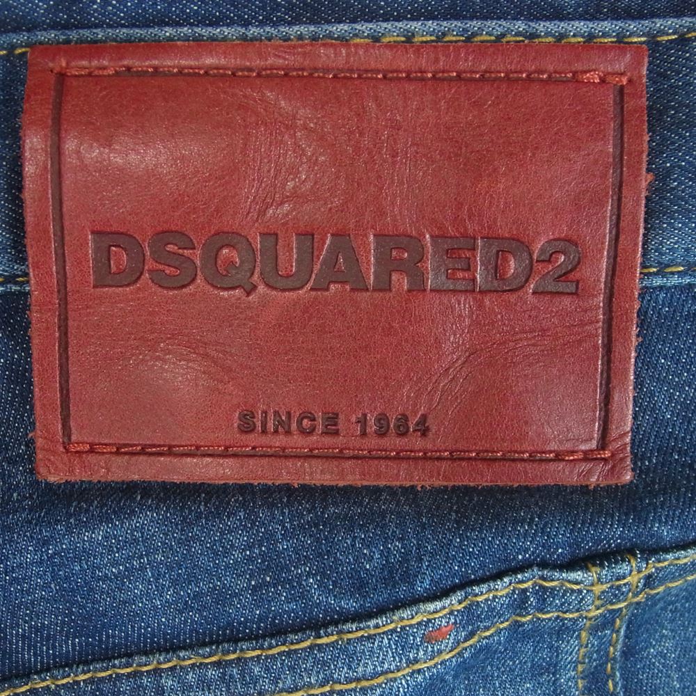 DSQUARED2 ディースクエアード S74LB0414 tidy biker jean バイカー ジーンズ デニム パンツ ペンキ加工 ペイント ダメージ クラッシュ加工 インディゴブルー系 48【中古】