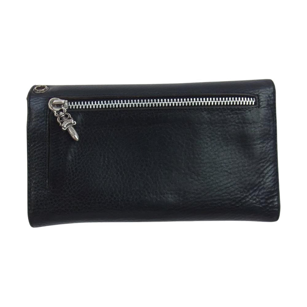 CHROME HEARTS クロムハーツ（原本無） WAVE WALLET ウェーブ ウォレット クロス ボタン ブラック系【中古】