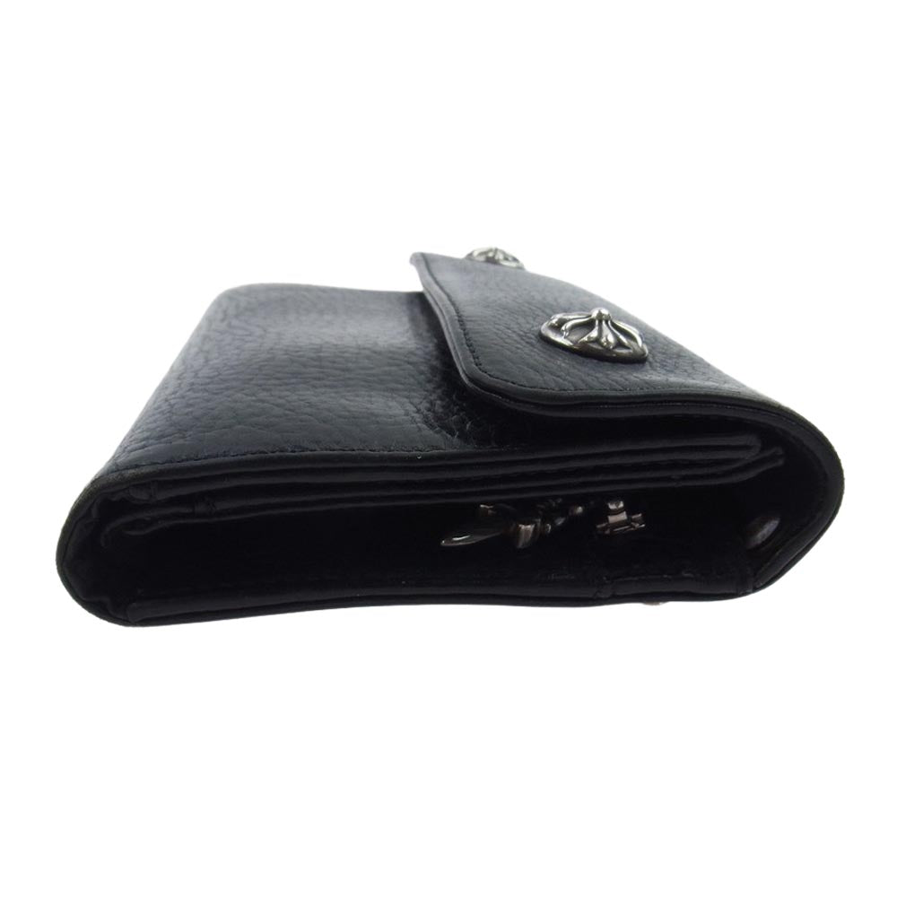 CHROME HEARTS クロムハーツ（原本無） WAVE WALLET ウェーブ ウォレット クロス ボタン ブラック系【中古】