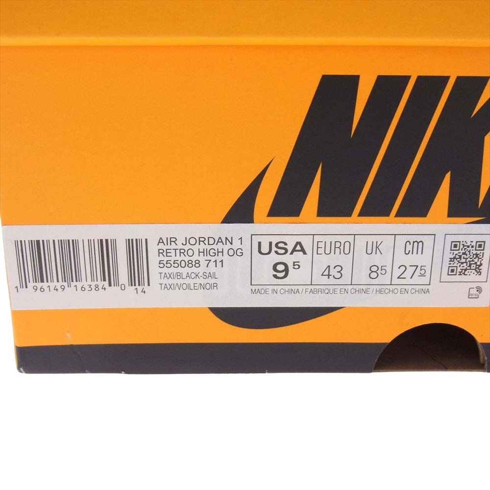NIKE ナイキ 555088-711 Air Jordan 1 Retro High OG Taxi AJ1 エアジョーダン レトロ ハイ タクシー イエロー系 27.5cm【中古】