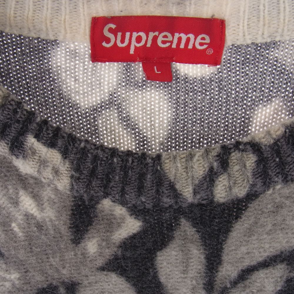 Supreme シュプリーム 19SS Printed Floral Angora Sweater プリンテッド フローラル アンゴラ セーター グレー系 L【中古】