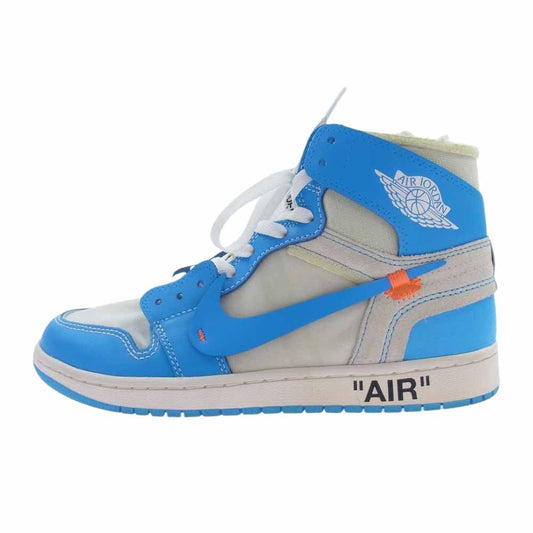 NIKE AIR JORDAN ナイキ ジョーダン AQ0818-148 Off-White Air Jordan 1 High UNC Powder Blue オフホワイト エアジョーダン パウダーブルー ハイカット スニーカー ライトブルー系 27cm【中古】