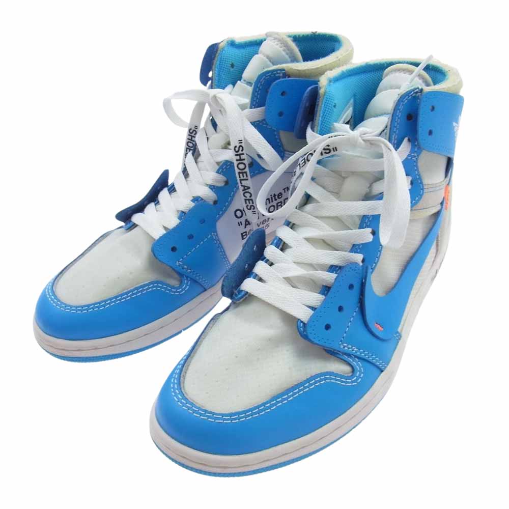NIKE AIR JORDAN ナイキ ジョーダン AQ0818-148 Off-White Air Jordan 1 High UNC Powder Blue オフホワイト エアジョーダン パウダーブルー ハイカット スニーカー ライトブルー系 27cm【中古】