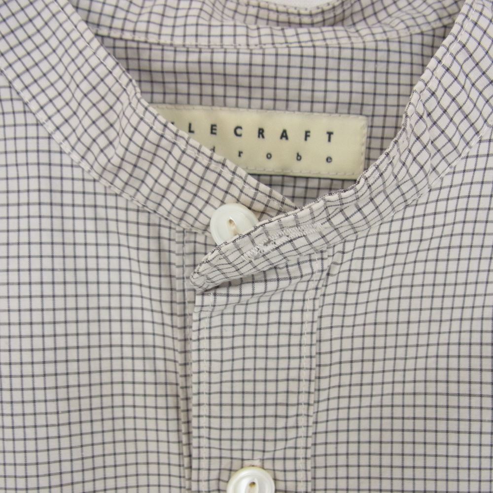 スタイルクラフト ワードローブ スタンドカラー チェック 長袖シャツ グレー ベージュ系 2【中古】