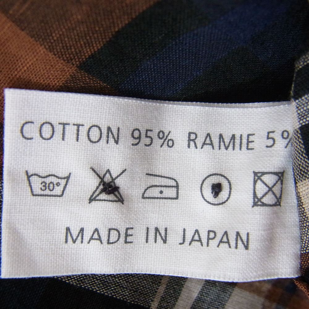 スタイルクラフト ワードローブ スタンドカラー チェック 長袖シャツ ブラウン ブラウン系 II【中古】