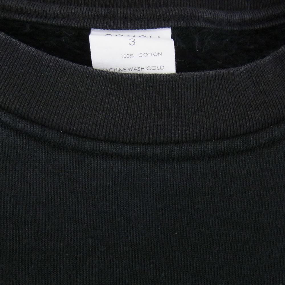 COMOLI コモリ 22SS U03-05003 コットン 吊裏毛 クルーネック スウェット ブラック系 3【中古】
