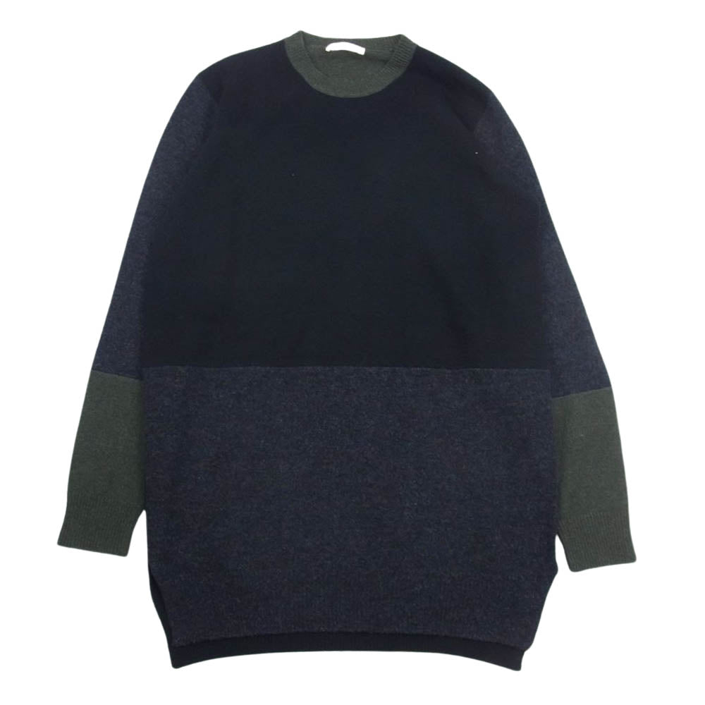 CELINE セリーヌ 2 6N25/4213 ウール カシミヤ 切替 クルーネック ニット マルチカラー系 XS【中古】