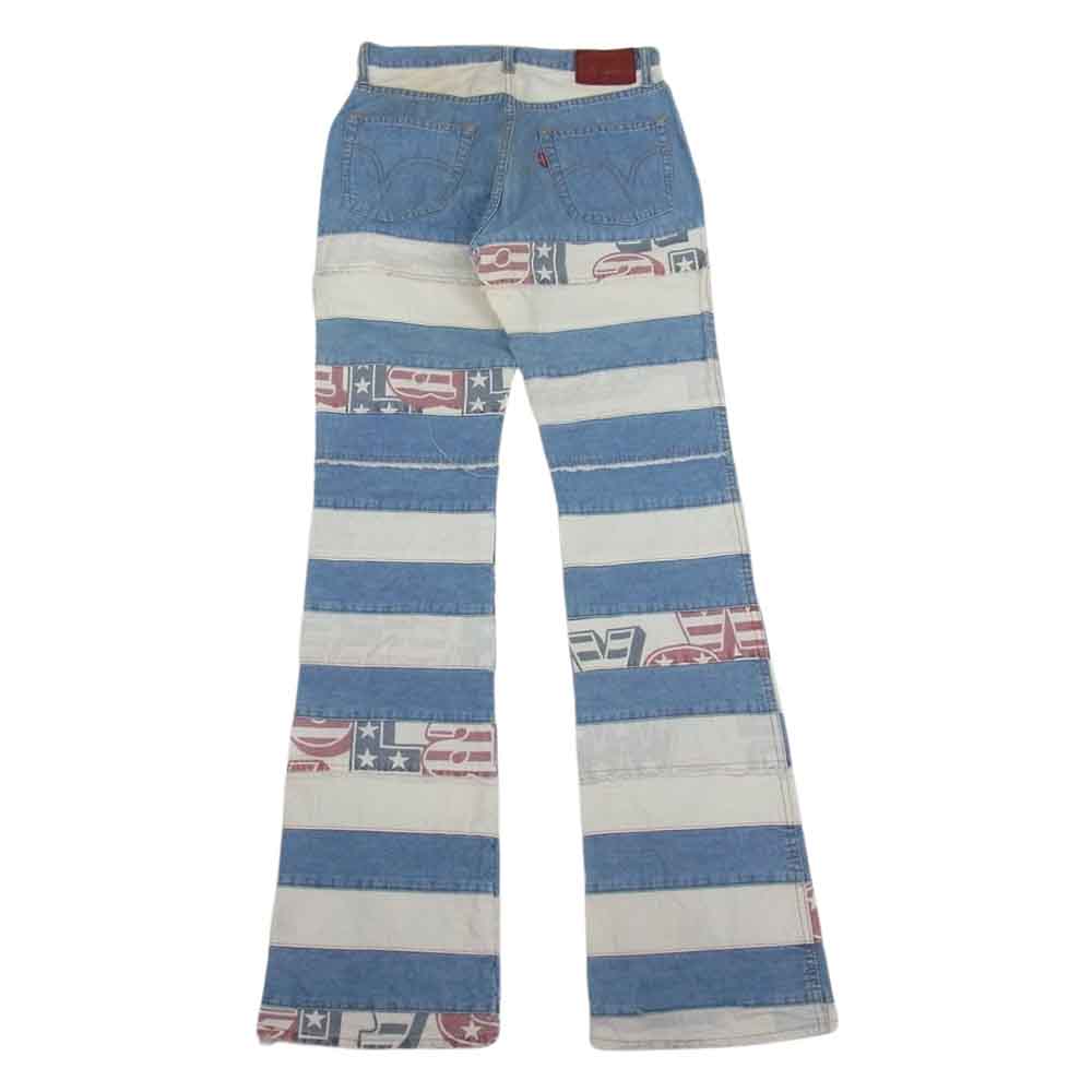 HYSTERIC GLAMOUR ヒステリックグラマー 2AP-0170 KINKY JEANS ツギハギ ウミヘビ 星条旗 パッチワーク フレア デニム インディゴブルー系 F【中古】