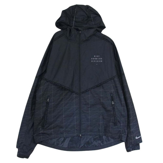 NIKE ナイキ CU7869-010 ランニング シールド フラッシュ グローブ付き ナイロンジャケット ウインドブレーカー  ブラック系 L【中古】