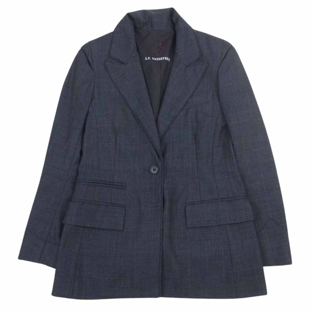 ヴァンデヴォースト ヴァージンウール ピークトラペル テーラードジャケット ネイビー系 34【中古】
