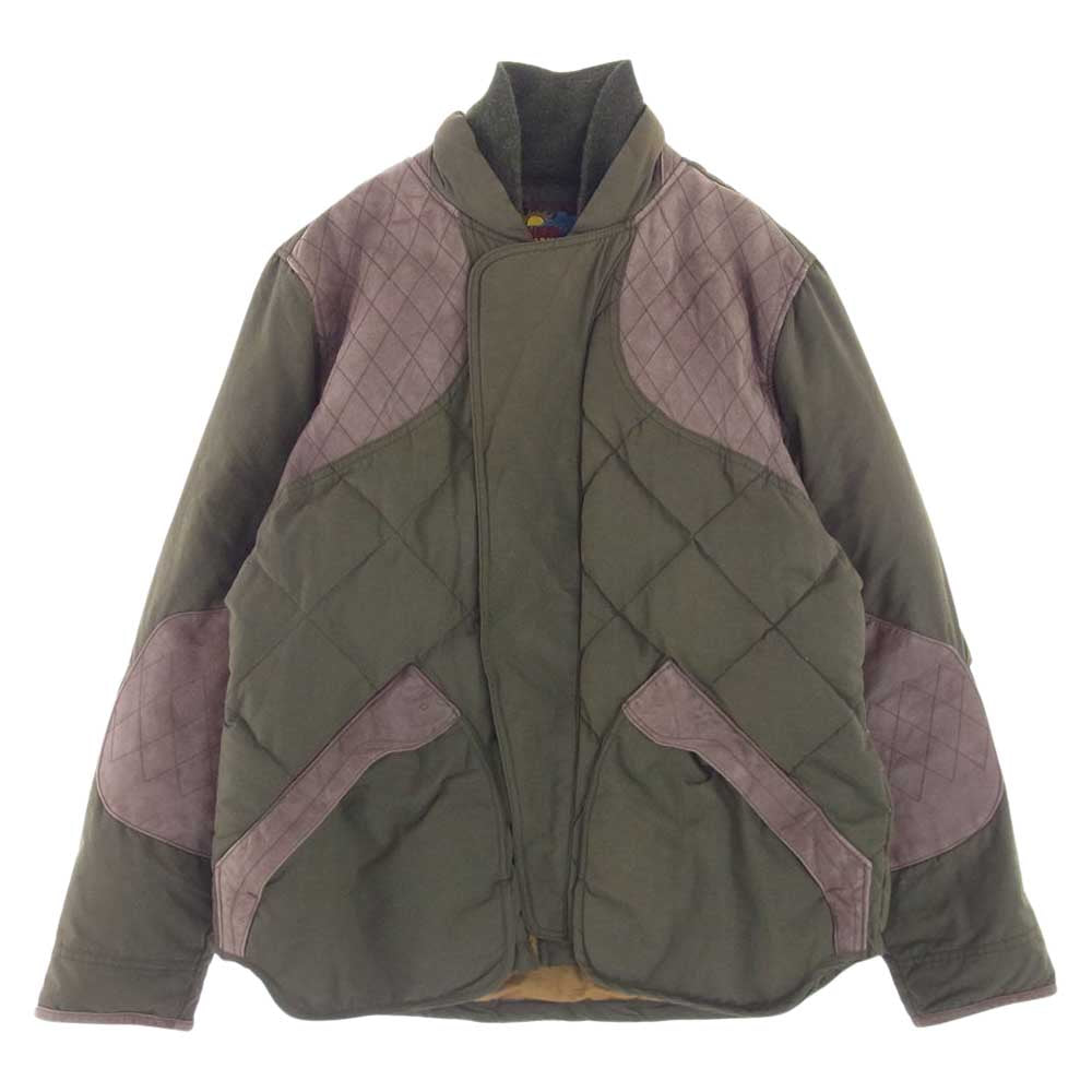 Eddie Bauer エディー・バウアー BAUER DOWN レザー 切替 ダウン ジャケット カーキ系 L【中古】