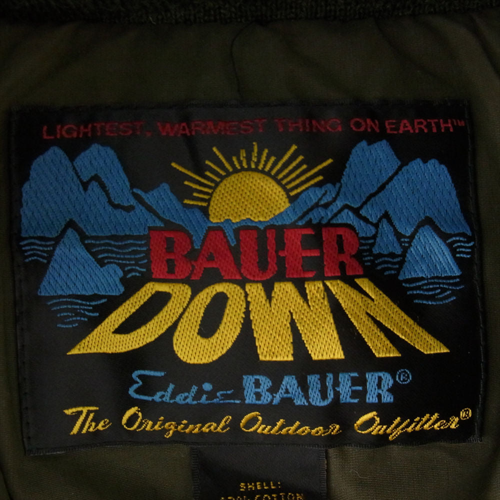 Eddie Bauer エディー・バウアー BAUER DOWN レザー 切替 ダウン ジャケット カーキ系 L【中古】