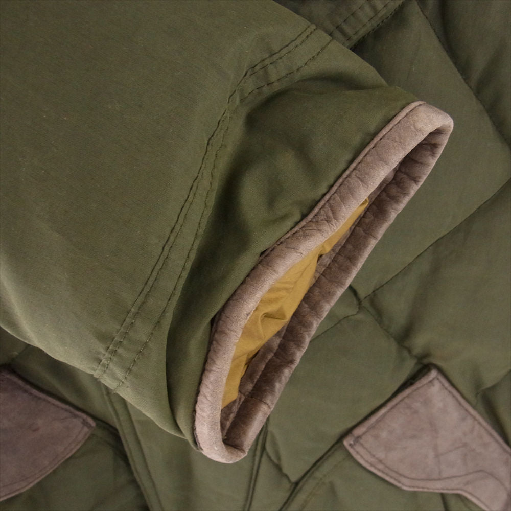 Eddie Bauer エディー・バウアー BAUER DOWN レザー 切替 ダウン ジャケット カーキ系 L【中古】