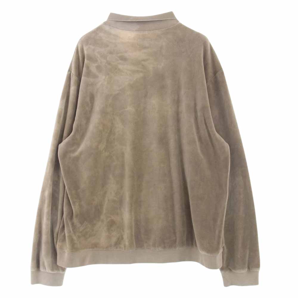 Supreme シュプリーム 21SS Bleached Velour Polo ブリーチ ベロア 長袖 ポロ シャツ ベージュ系 L【極上美品】【中古】