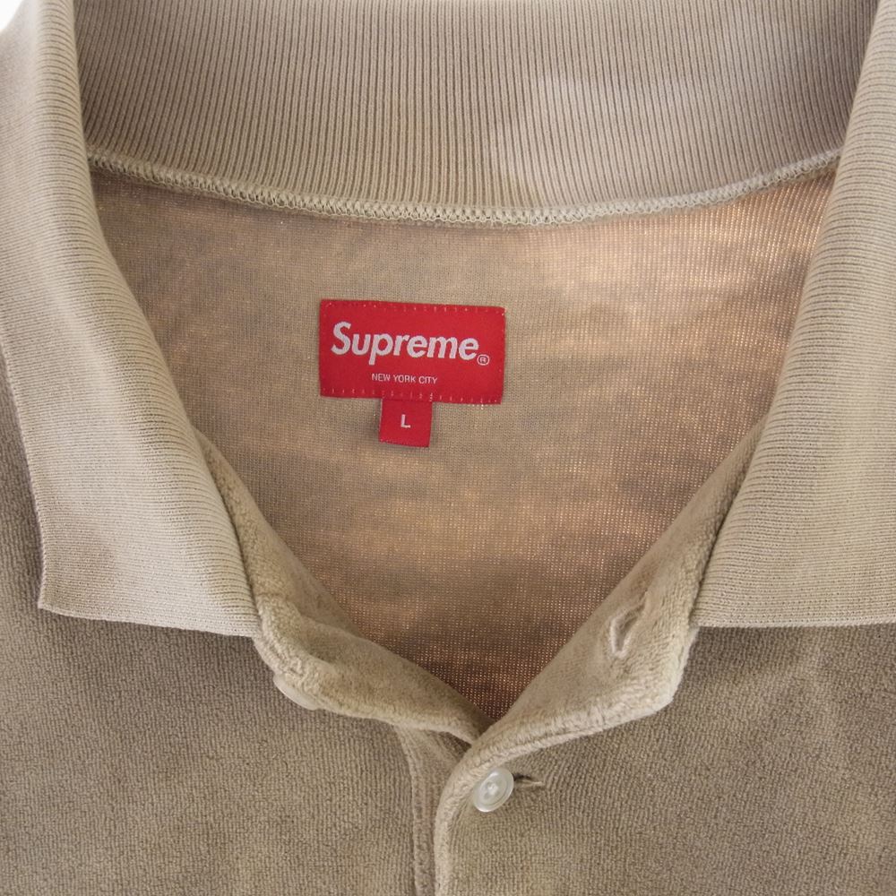 (M)Supreme Bleached Velour L/S Poloベロアポロ