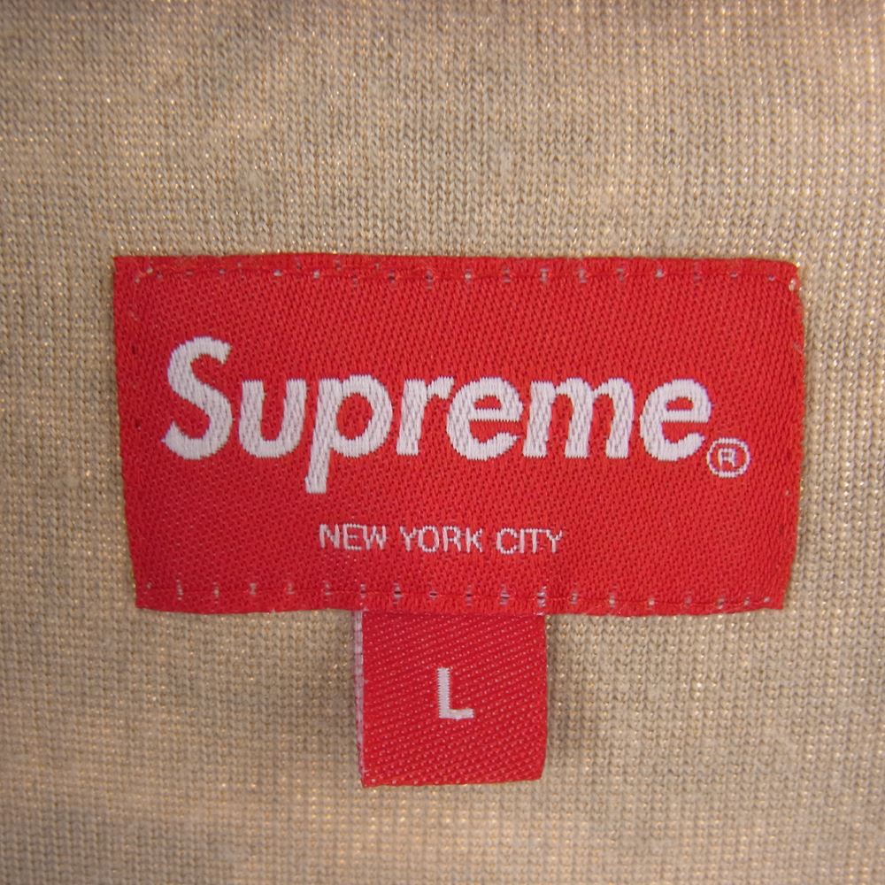 Supreme シュプリーム 21SS Bleached Velour Polo ブリーチ ベロア 長袖 ポロ シャツ ベージュ系 L【極上美品】【中古】